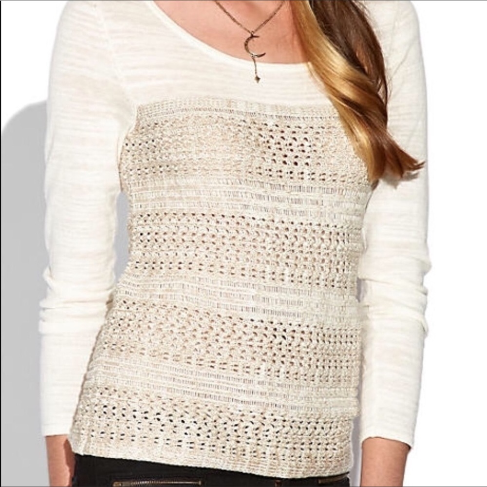 Lucky Brand cream tan knit top sweater